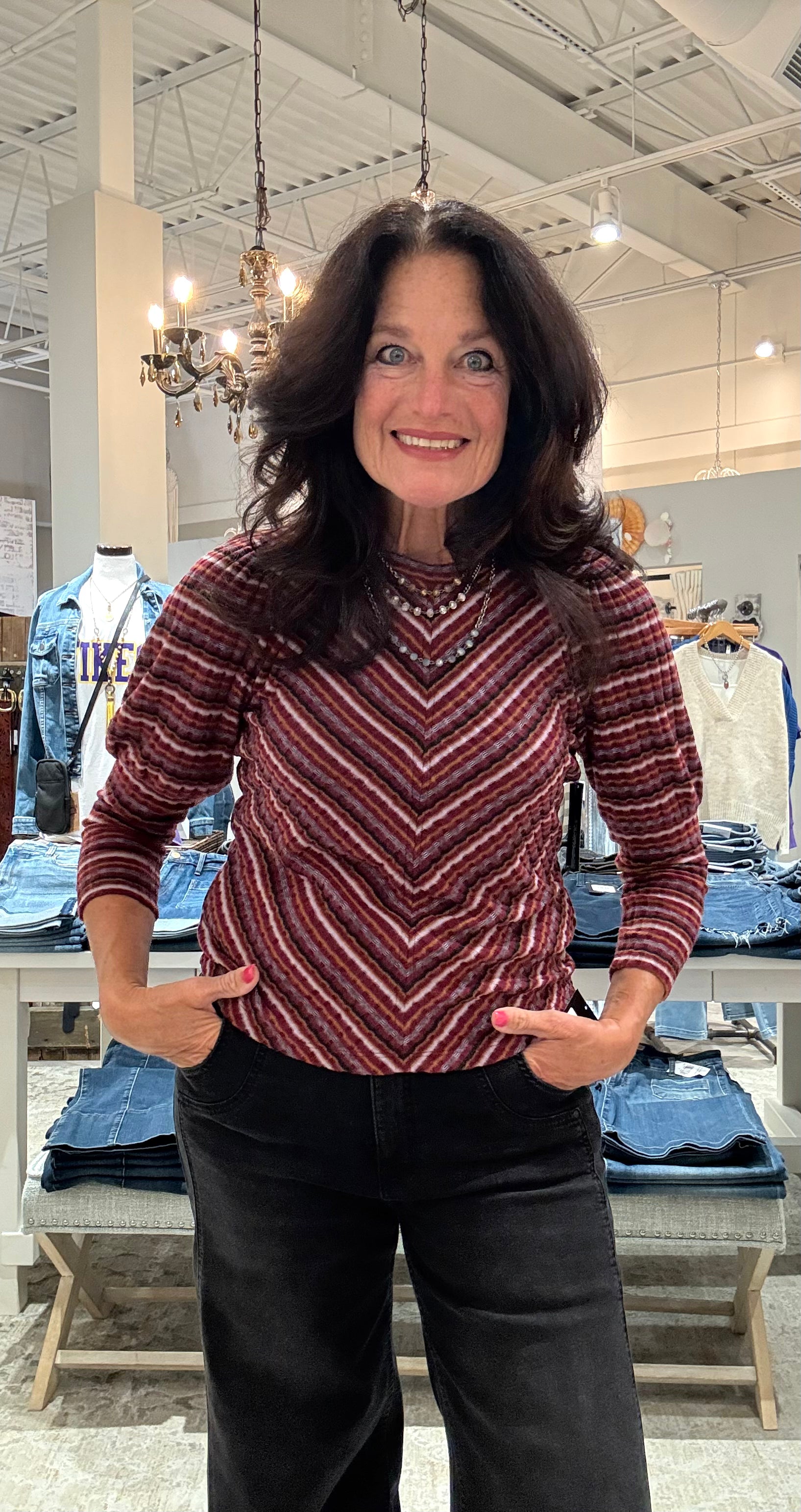 Juliette 3/4 Sleeve Crew Neck Knit Top with Miter