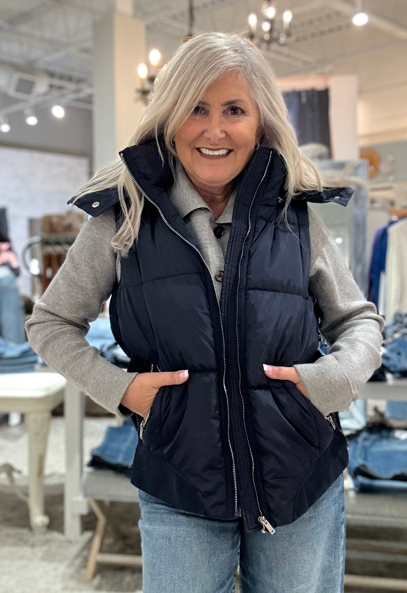 Quilted Vest with Removable Hood