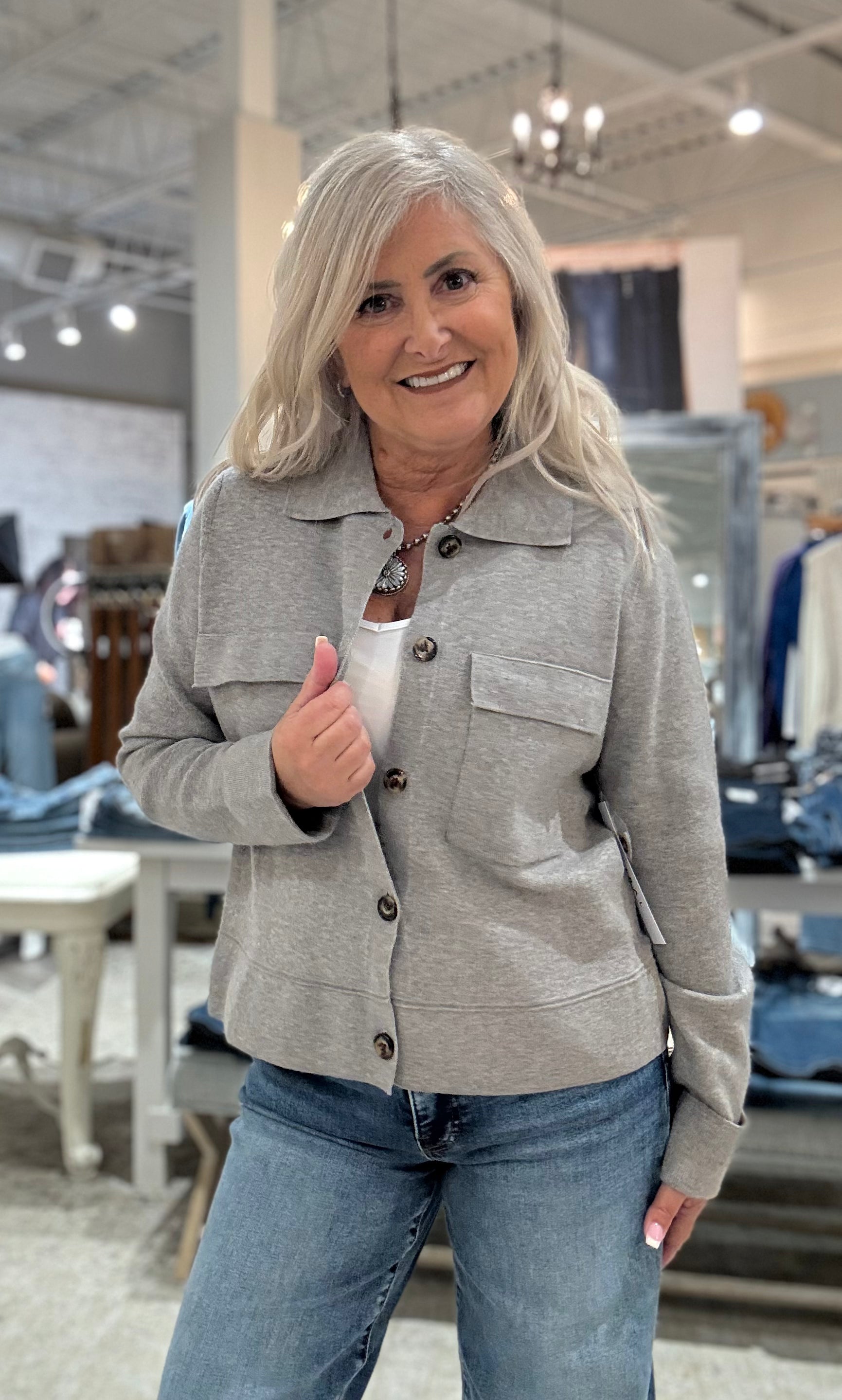 Double Knit Collared Sweater Cardigan