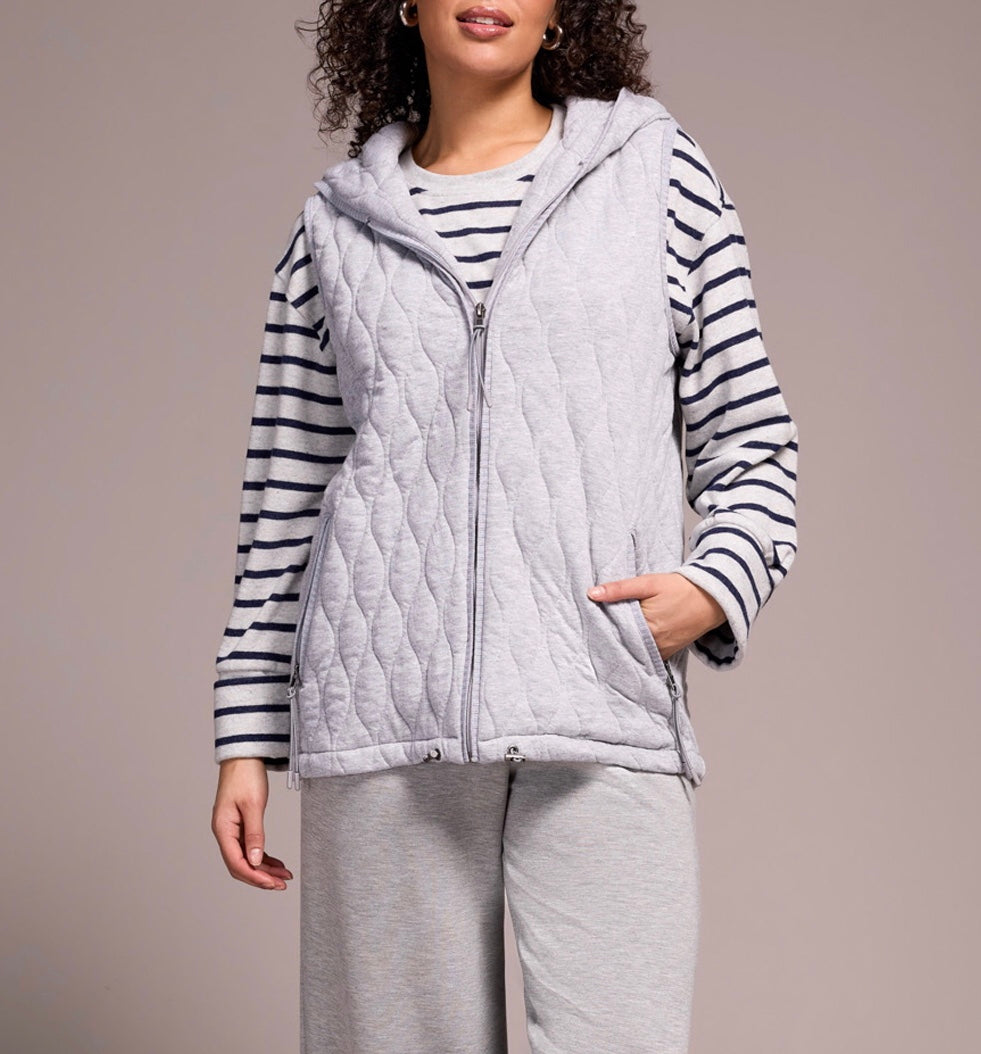 Vest with Zip Front and Hood- grey