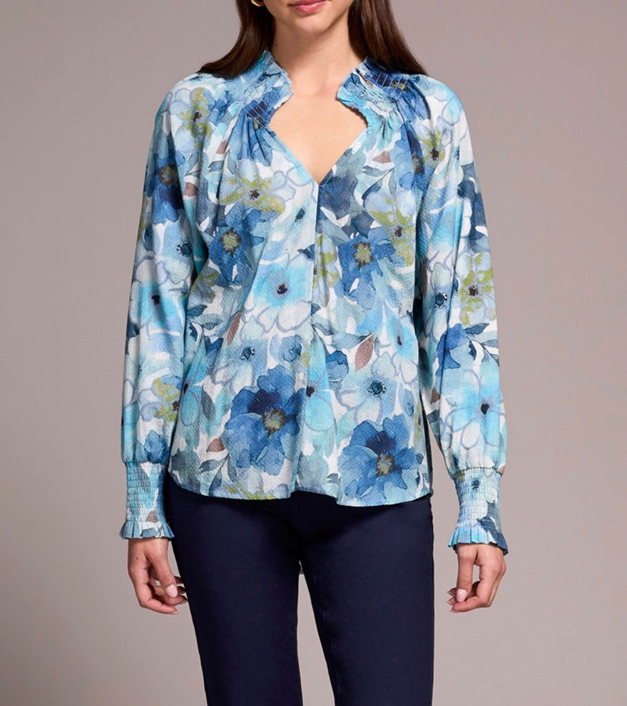 Long Sleeve Blouse with Smocking Details