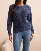 Crew Neck Sweater with Open Weave- nightfall