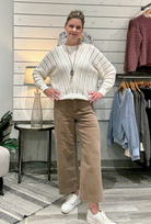 Cropped Patch Pocket Flare Colored Twill Pants