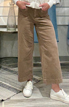 Cropped Patch Pocket Flare Colored Twill Pants