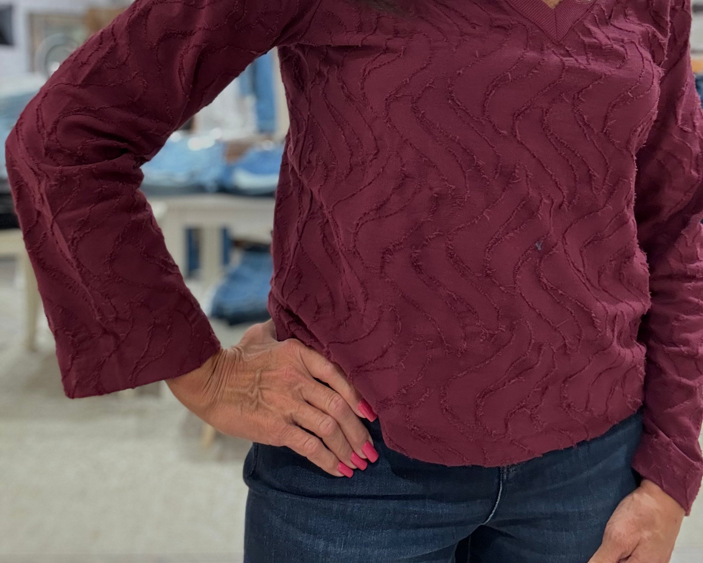 Long Sleeve V-Neck Top