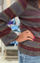 Long Sleeve V-Neck Sweater- wine