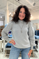 Long Sleeve Cable Mock Neck Sweater