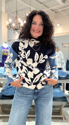 Long Sleeve Funnel Neck Printed Sweater