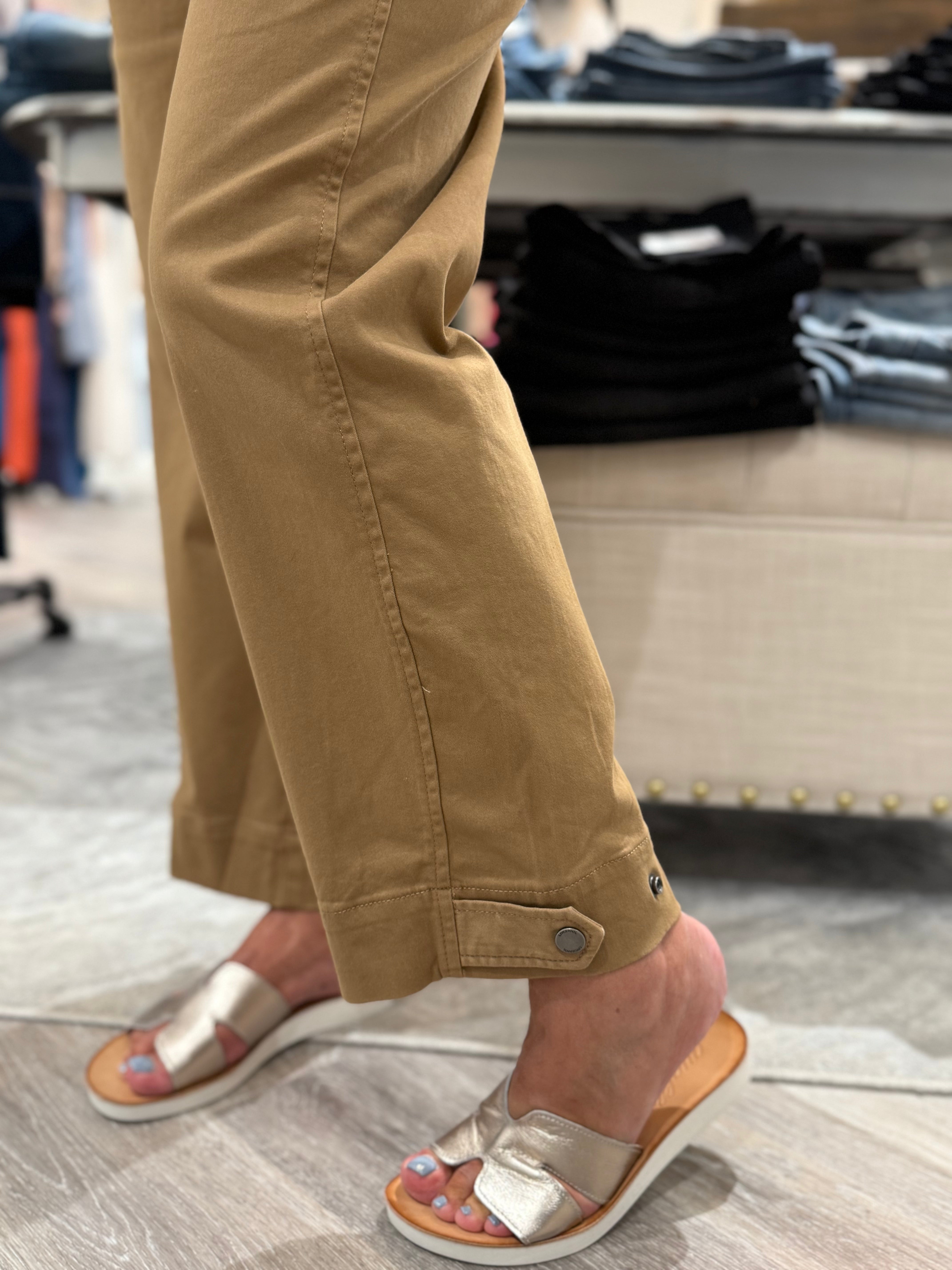 Utility Crop with Tab Hem- camel