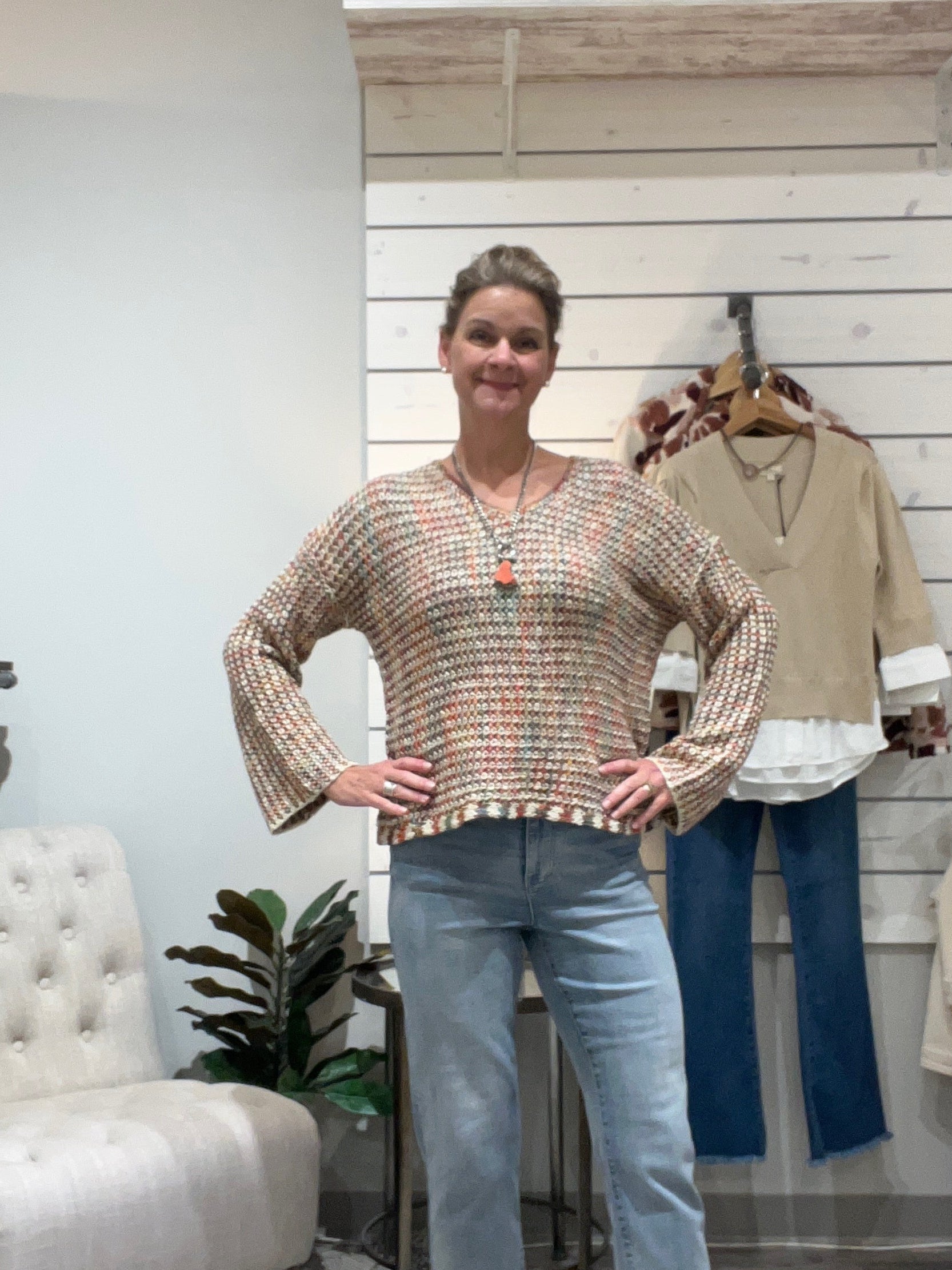 Novelty Yarn Crochet Sweater