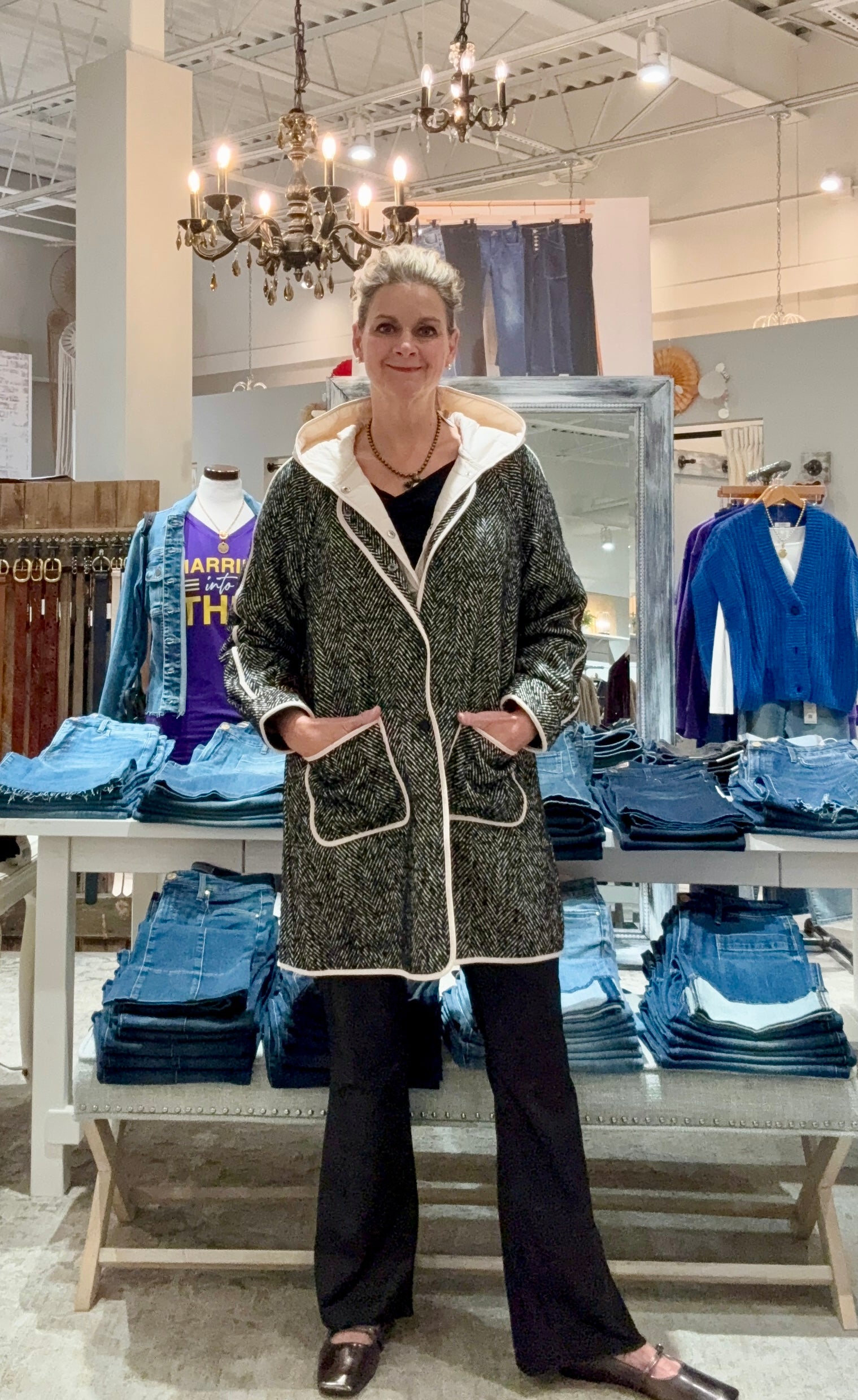 Long Sleeve Double Layer Coat with Pockets