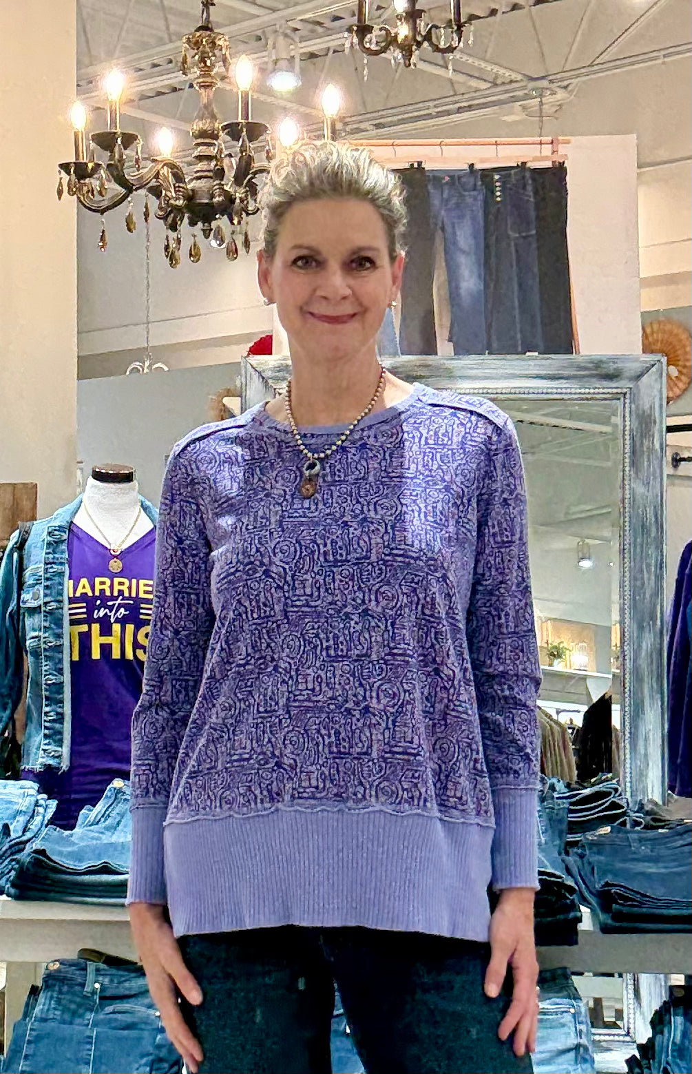 Long Sleeve Crew Neck Printed Tunic