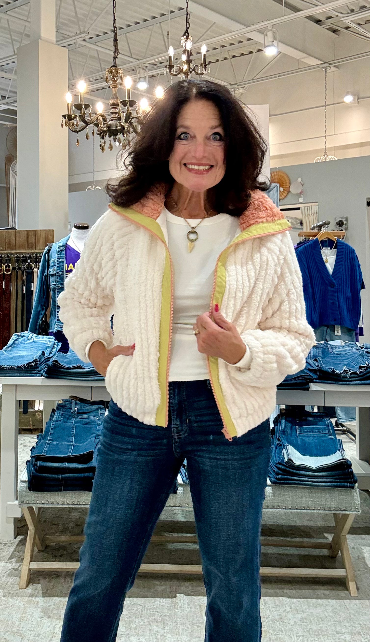 Fuzzy Sherpa Zip Up Jacket