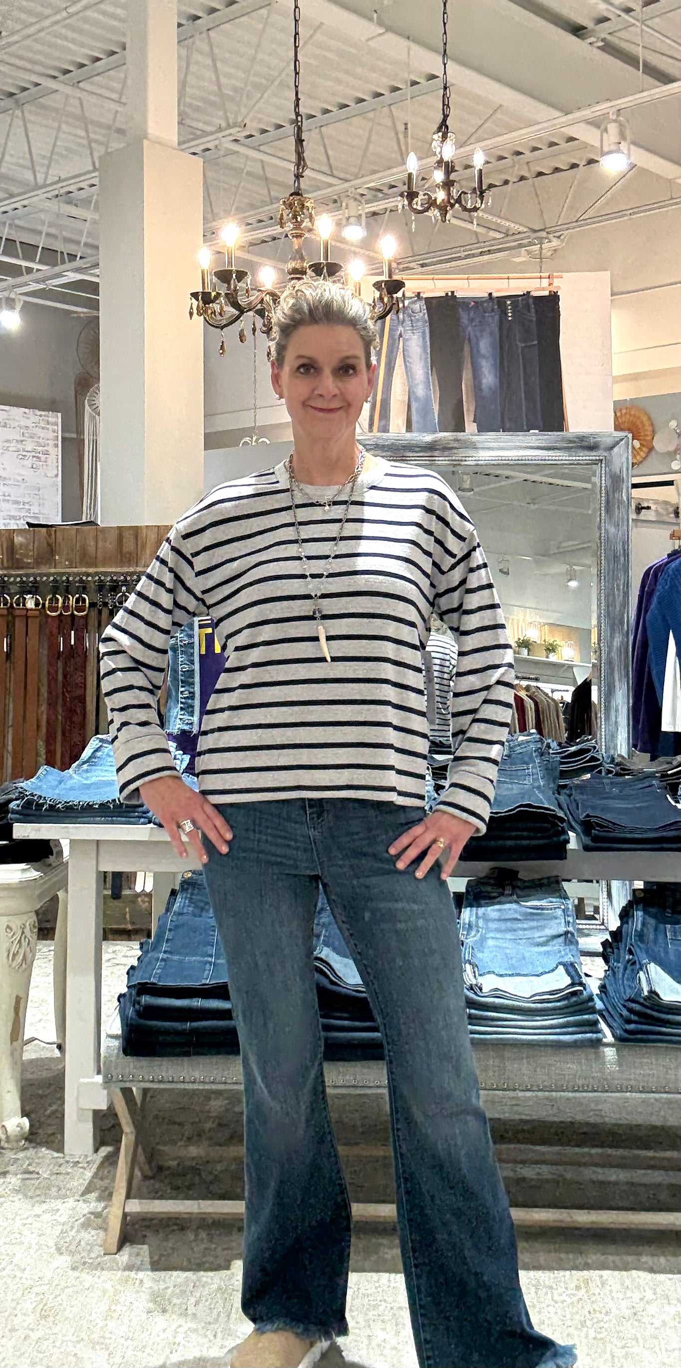 Long Sleeve Crew Neck Top with Cuff