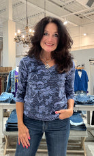 V-Neck 3/4 Sleeve Printed Top