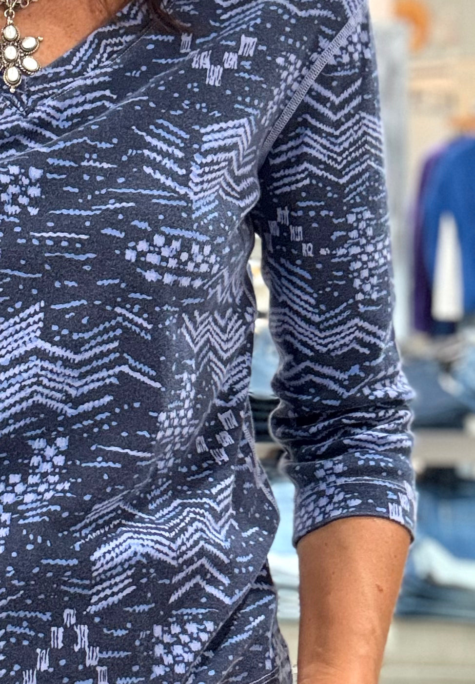 V-Neck 3/4 Sleeve Printed Top