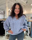 Solid V-Neck Chenille Sweater