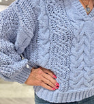 Solid V-Neck Chenille Sweater