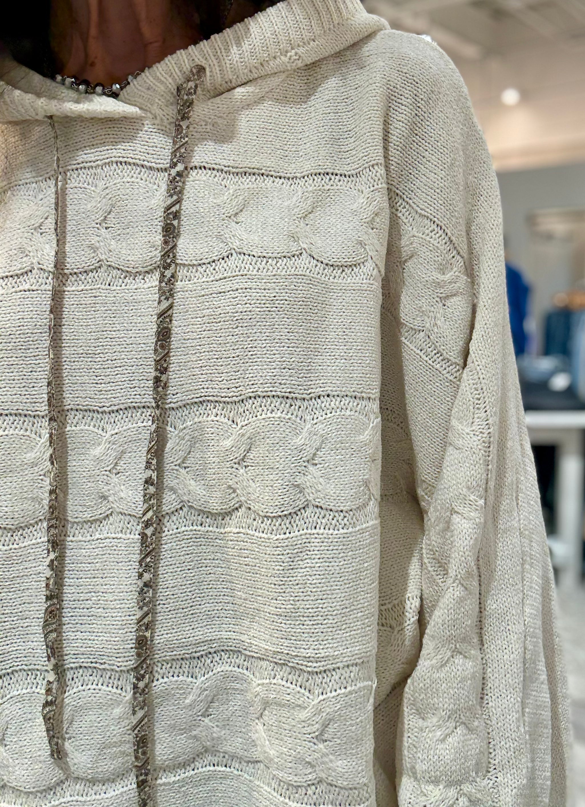 Pullover Balloon Sleeve Sweater with Hood