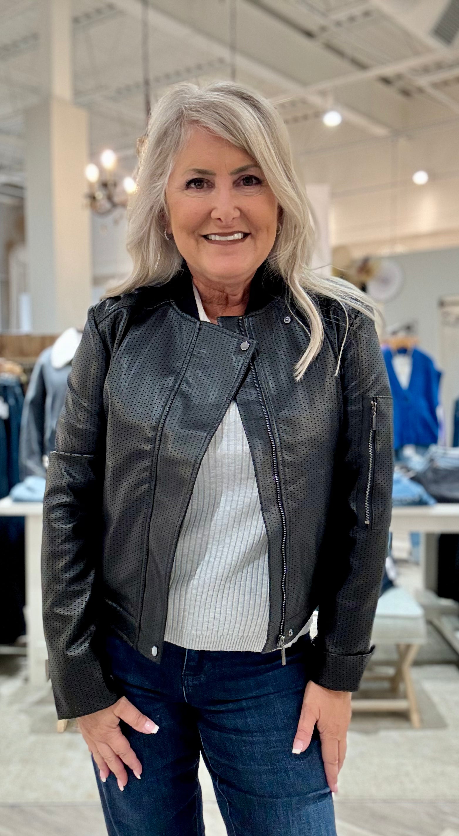 Millicent Perforated Vegan Leather Jacket