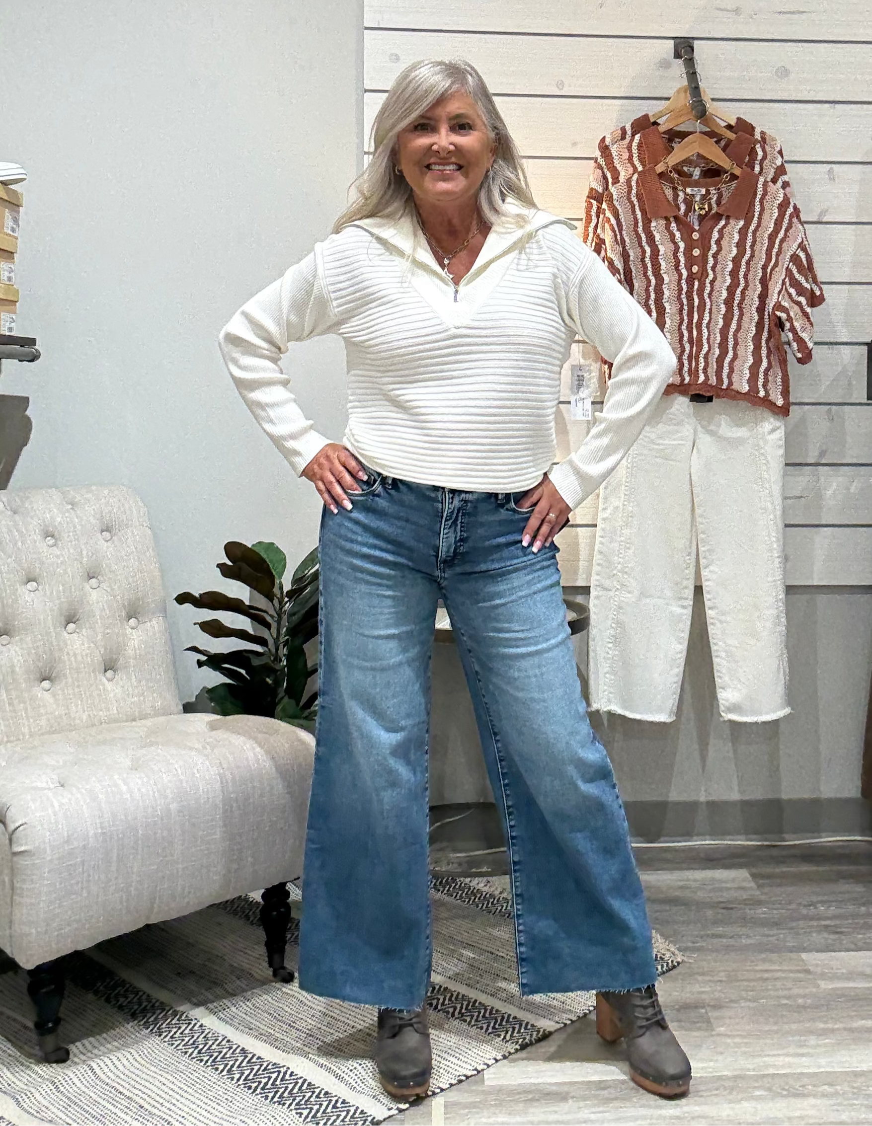 Meg High Rise Wide Leg Raw Hem Denim