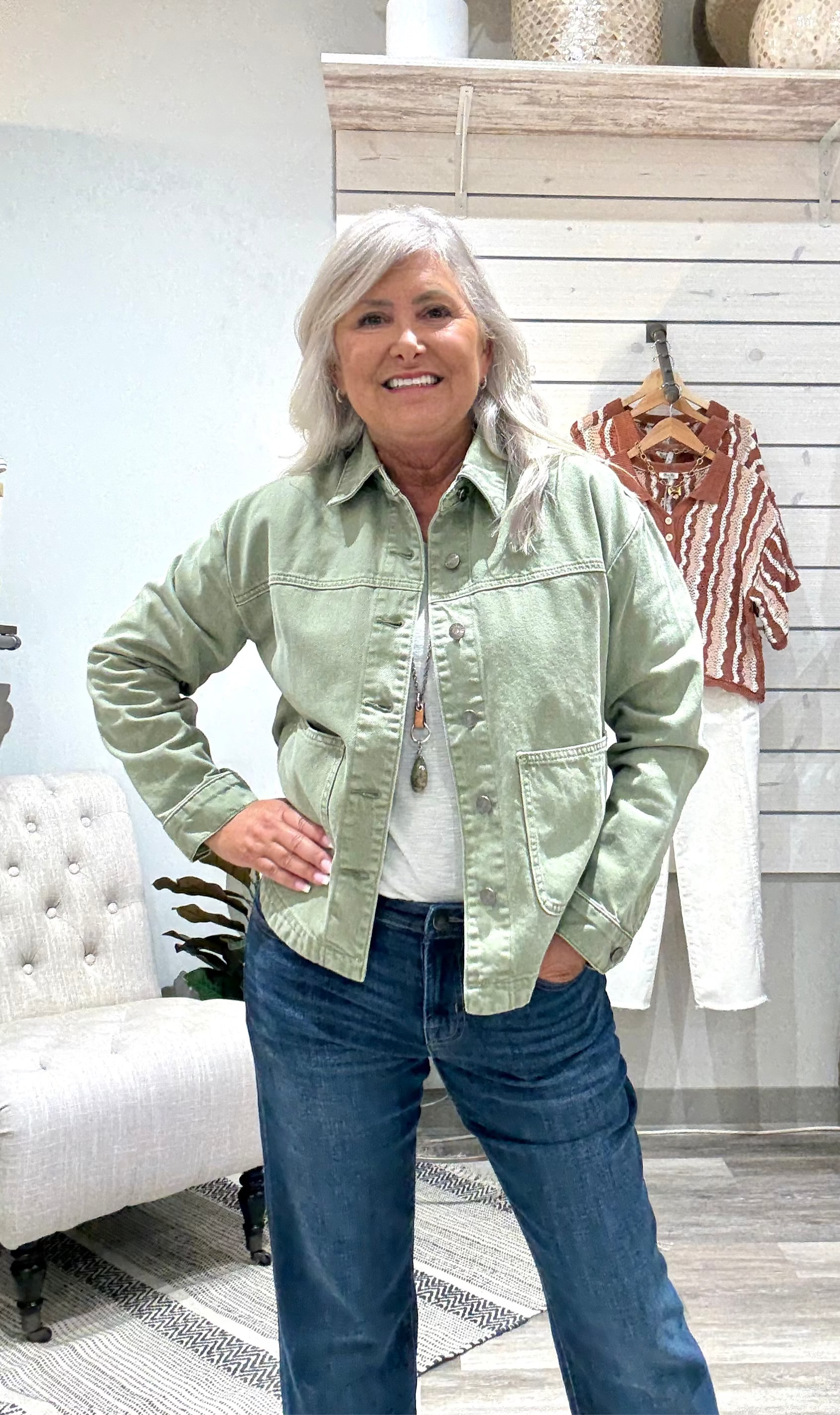 Ellie Denim Jacket with Patch Pockets