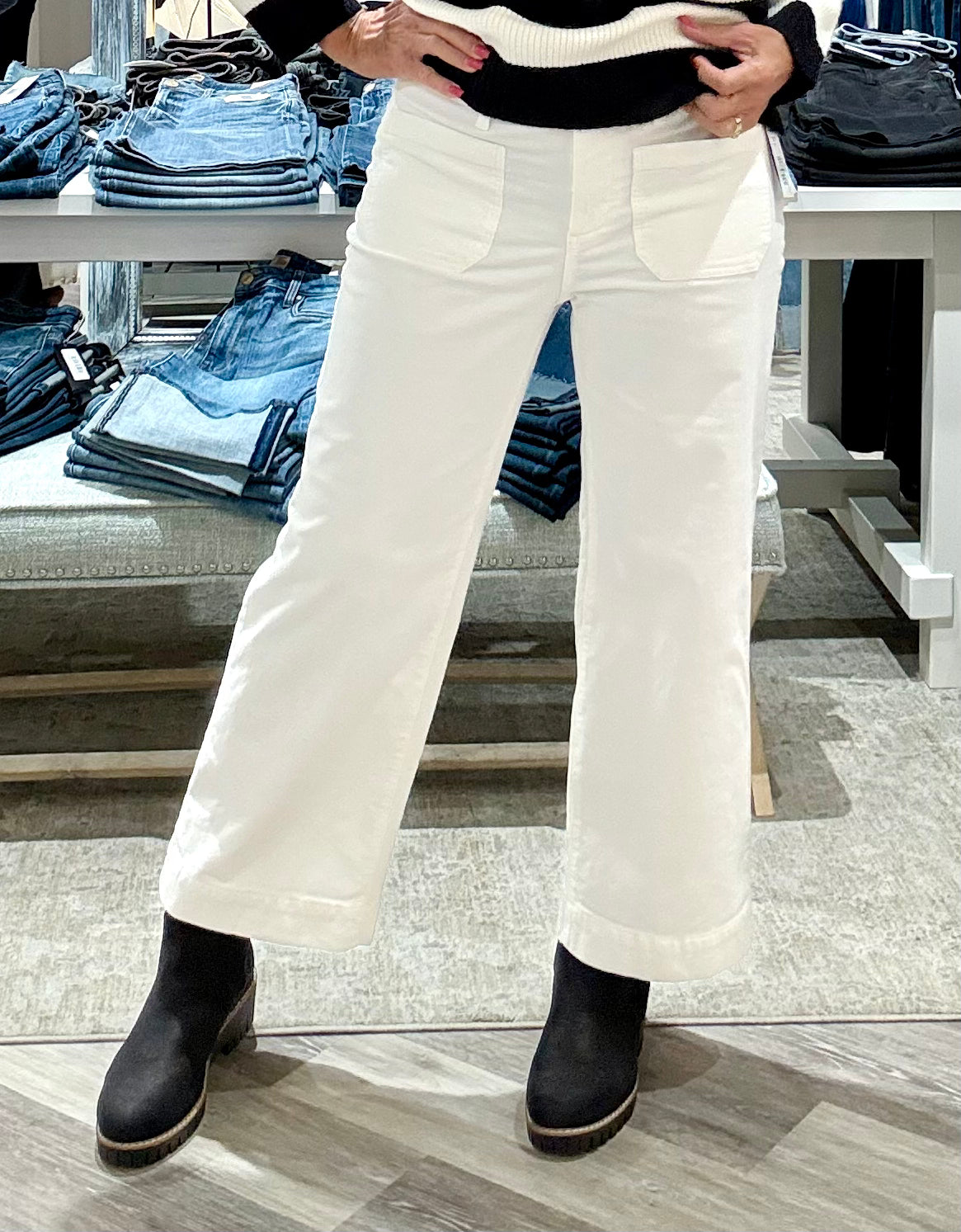 Corduroy Crop Wide Leg with Patch Pockets