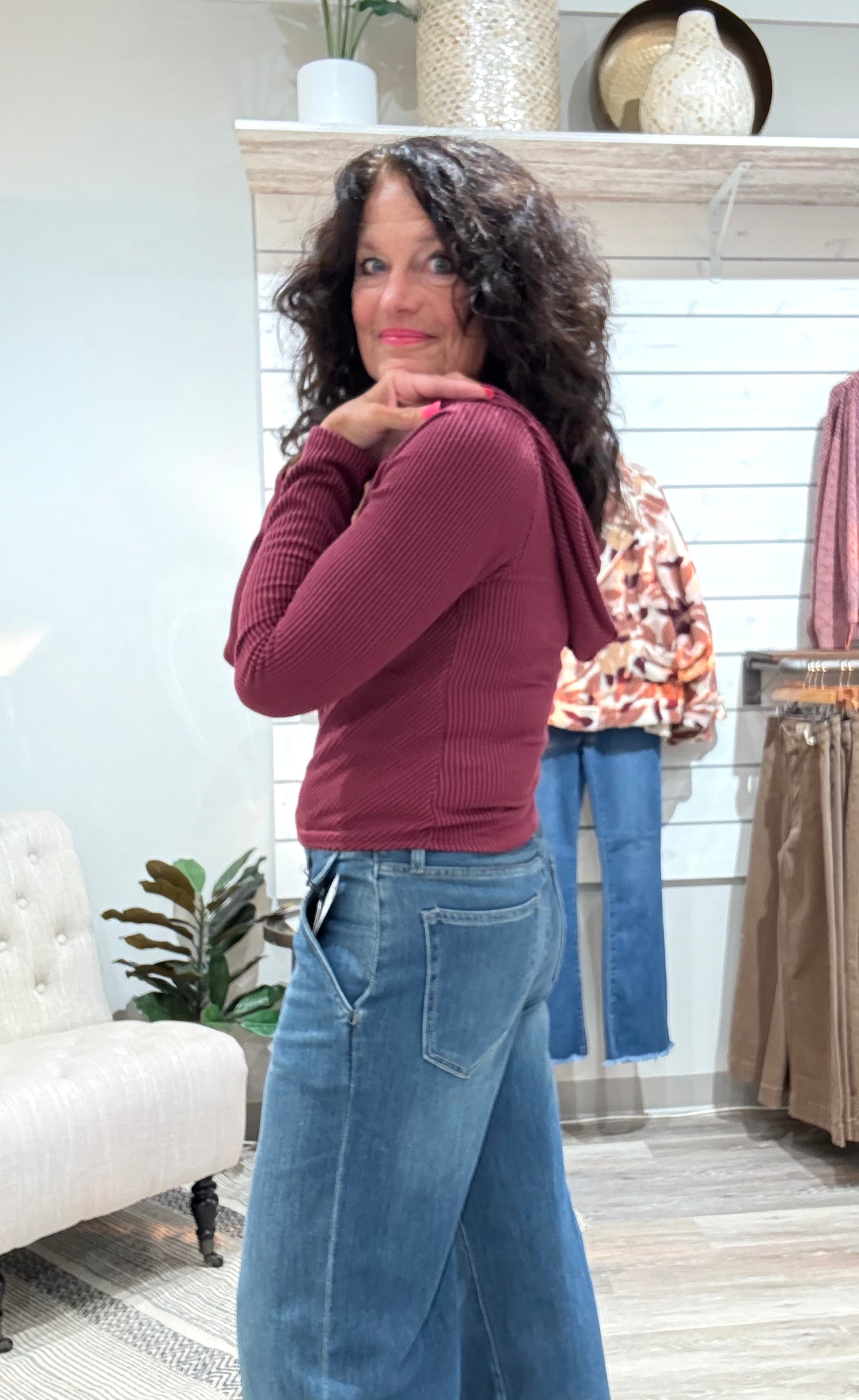 Urban Ribbed Danielle Top Kylie Paige- wine