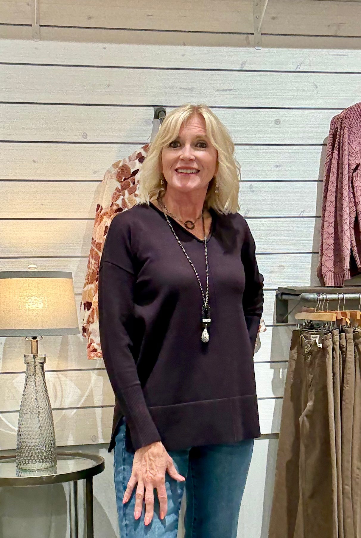 Oversized Pullover with Faux Seams on Front & Back