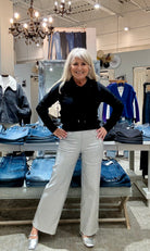 Metallic Coated Wide Leg Denim