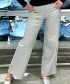 Metallic Coated Wide Leg Denim