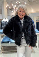 Shawl Collar Faux Fur Jacket