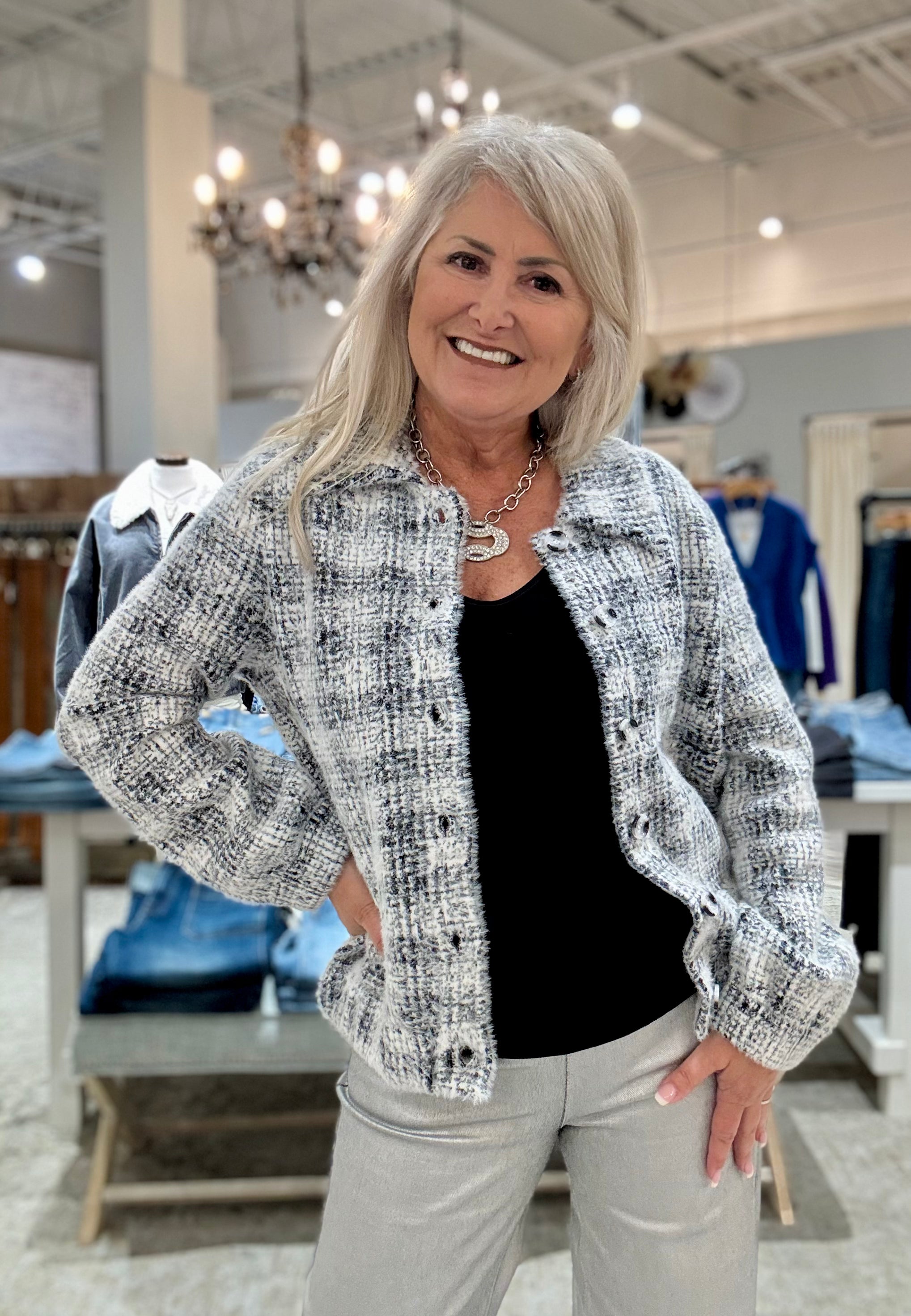 Long Sleeve Collared Bomber Sweater Jacket