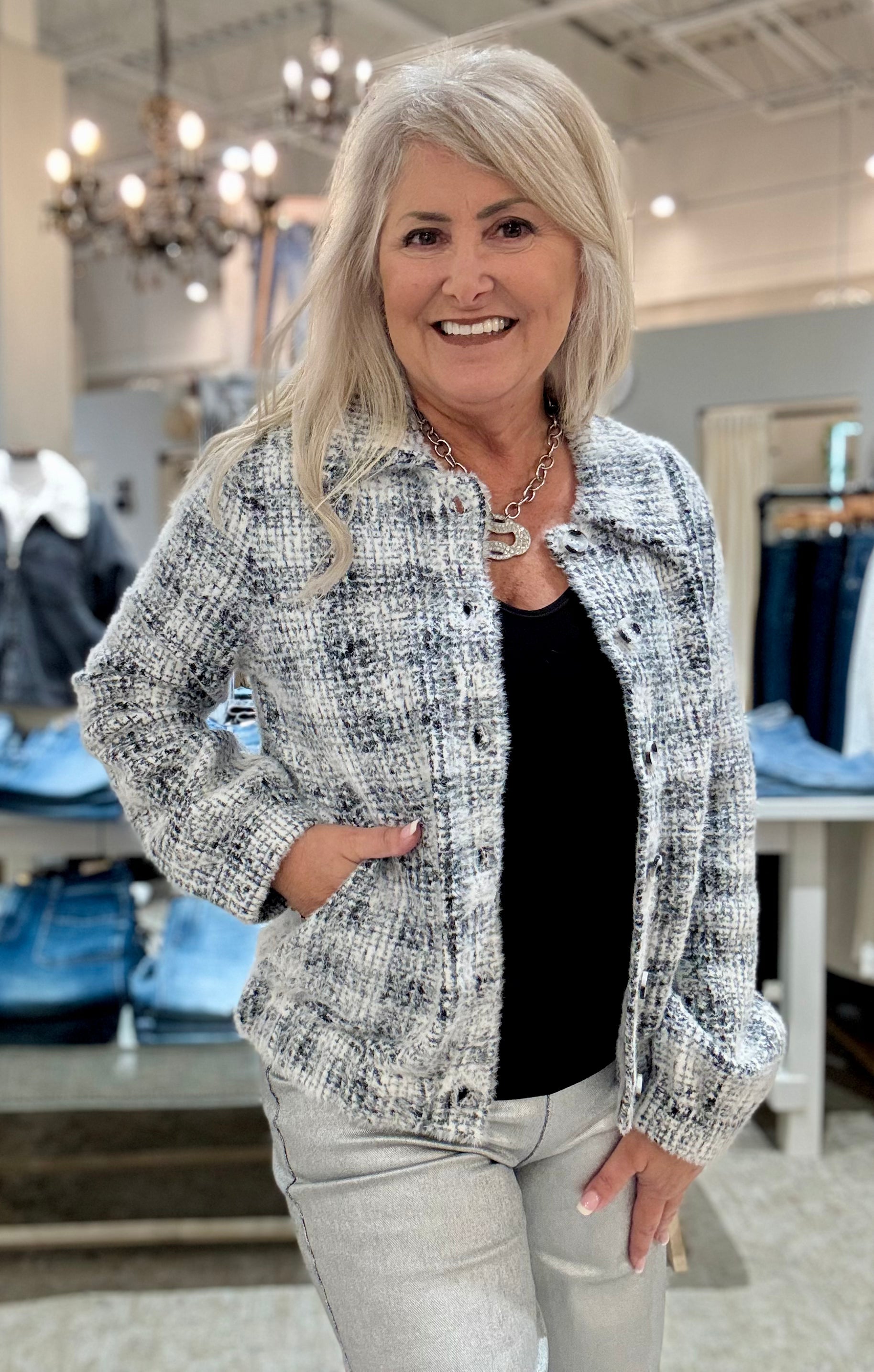 Long Sleeve Collared Bomber Sweater Jacket