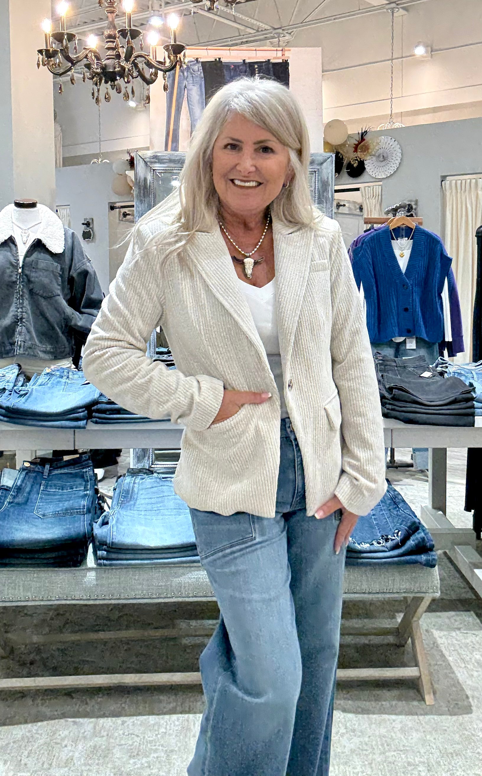 Single Breast Velvet Corduroy Blazer