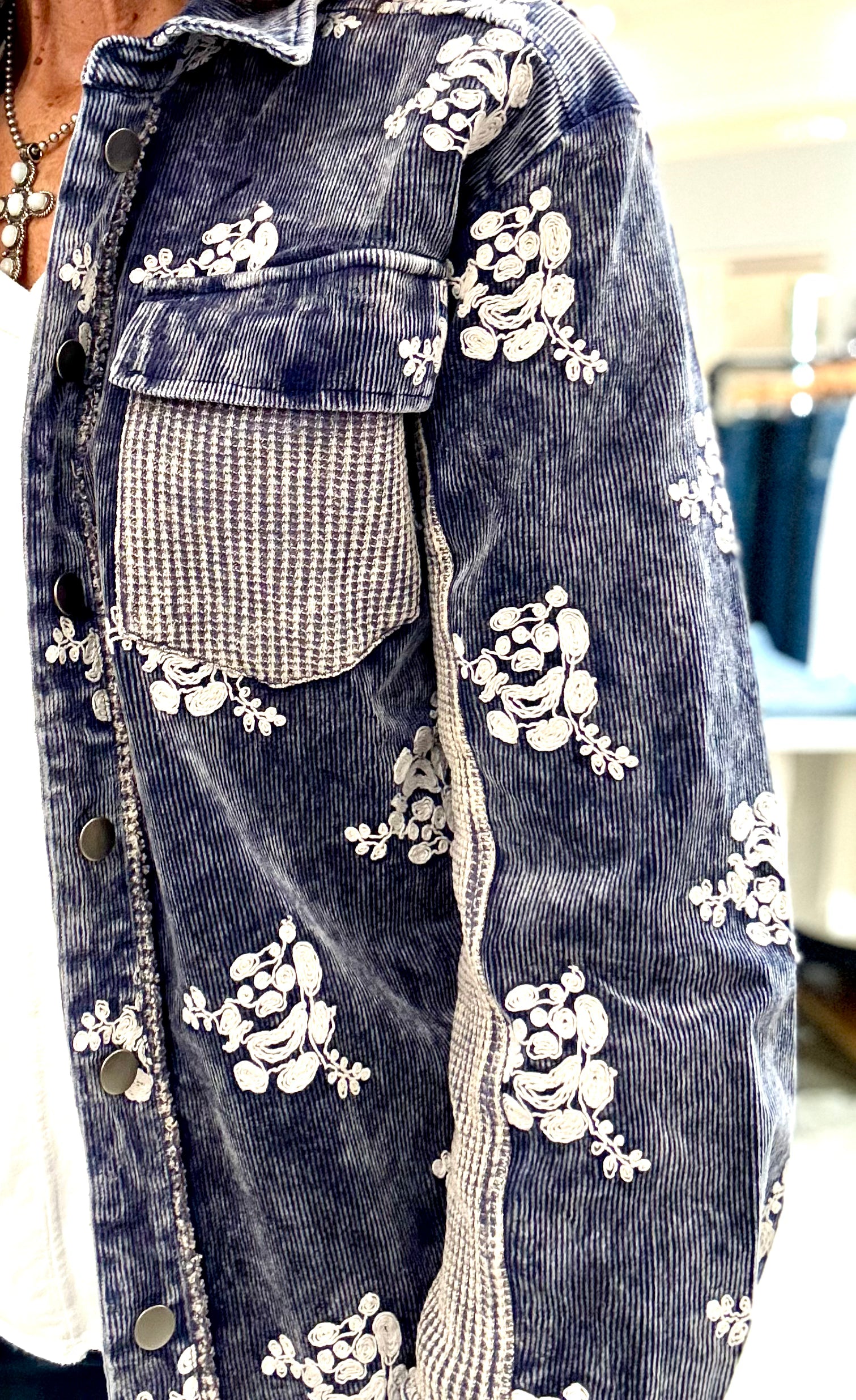 Washed Corduroy Embroidery Jacket