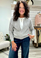 Sweater Zip Up Cardigan- light Grey