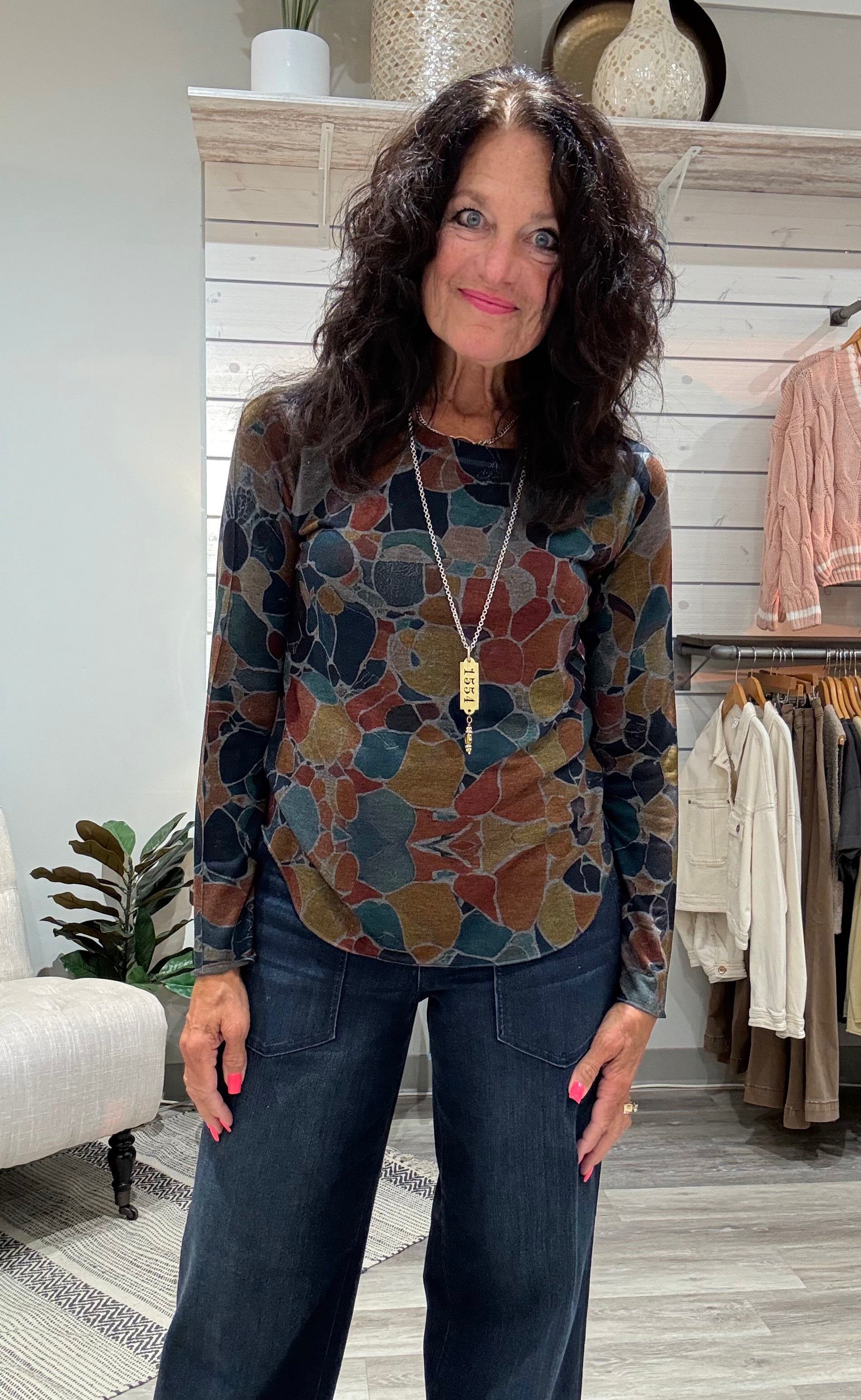 Printed Long Sleeve Top