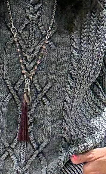 Washed Cable Sweater- detail in black