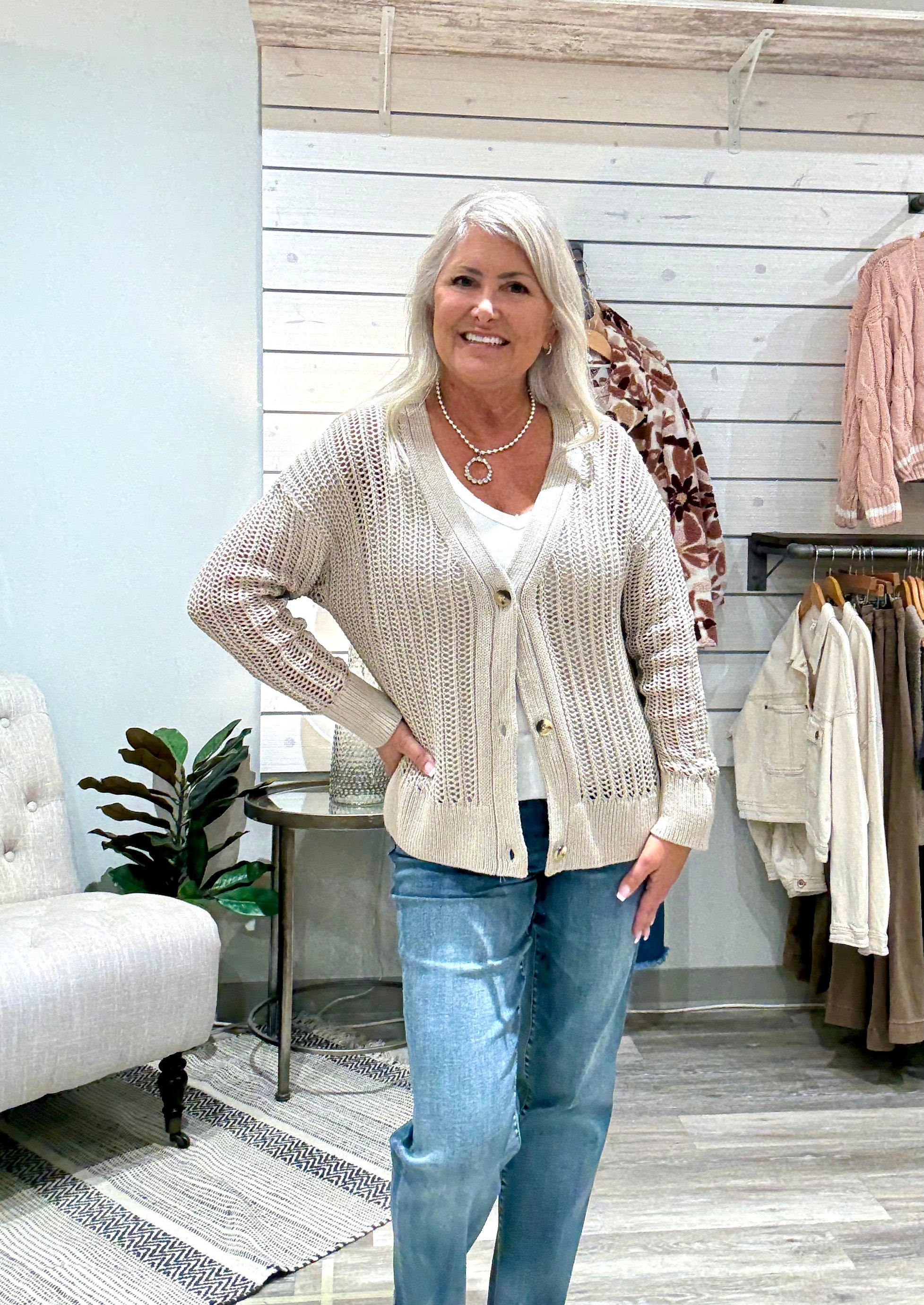 Open Knit Sweater Cardigan