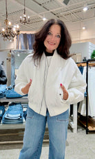 Oversized Bomber Puffer Jacket-white