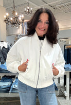 Oversized Bomber Puffer Jacket-white