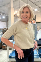 Kennedy Short Sleeve Lurex Feather Cardigan