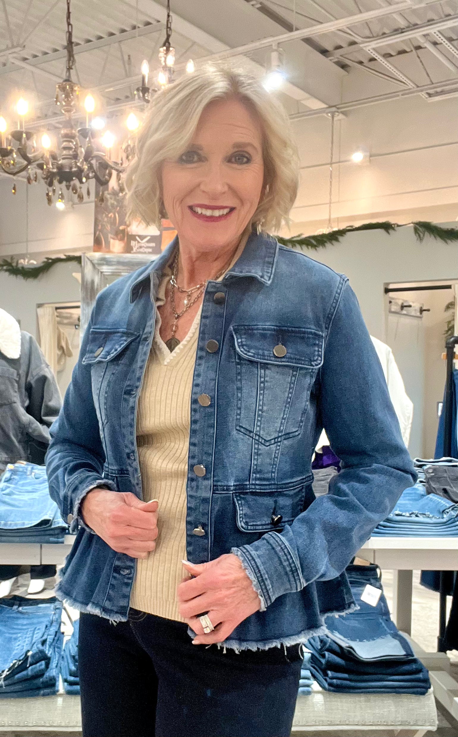 Washed Denim Peplum Jacket