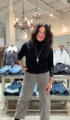 Soft Ribbed Faux Cashmere Turtle Neck Sweater with Leather Cuff