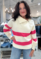 Mock Neck Striped Sweater