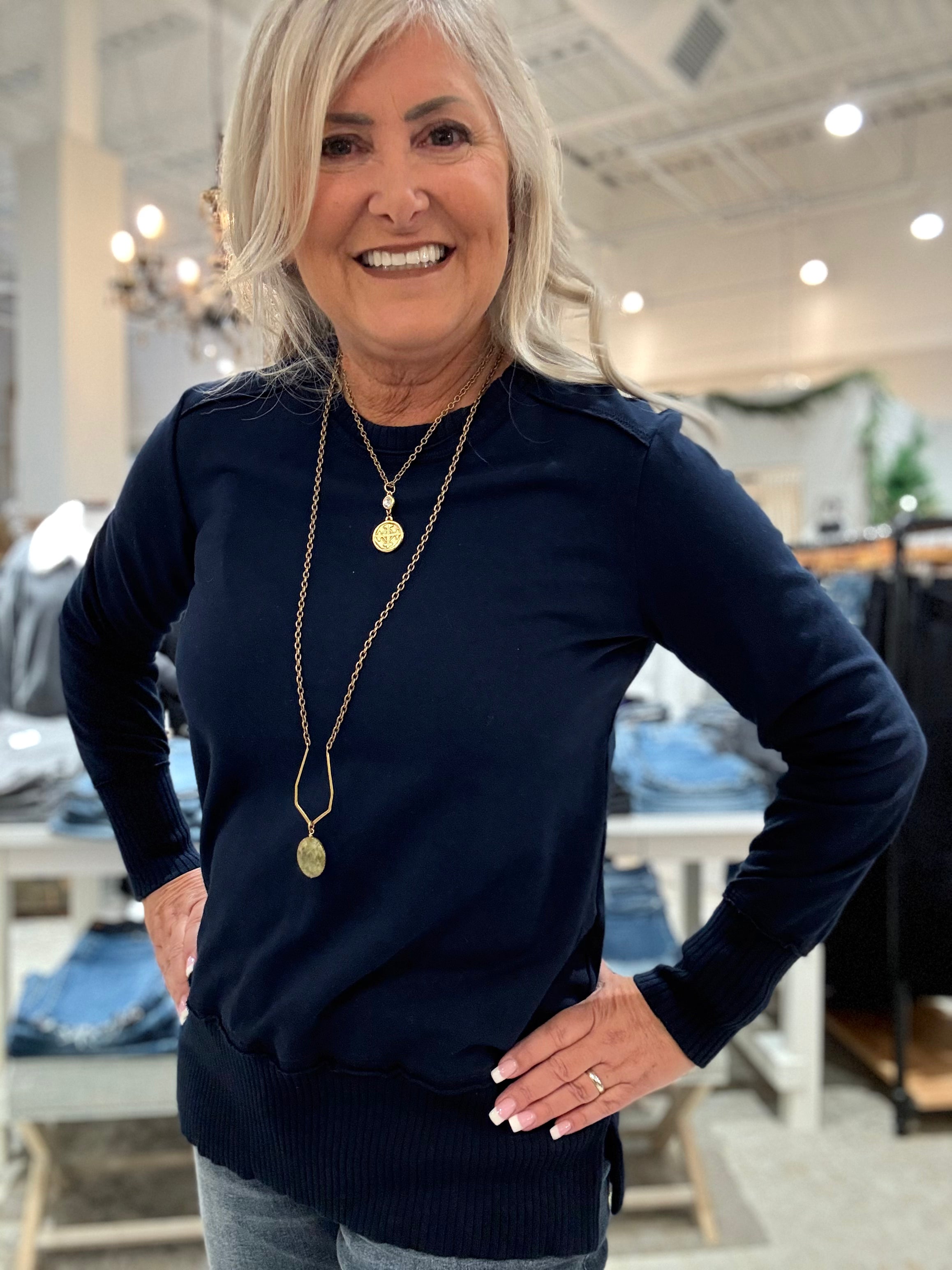 Long Sleeve Relax Split Tunic Top