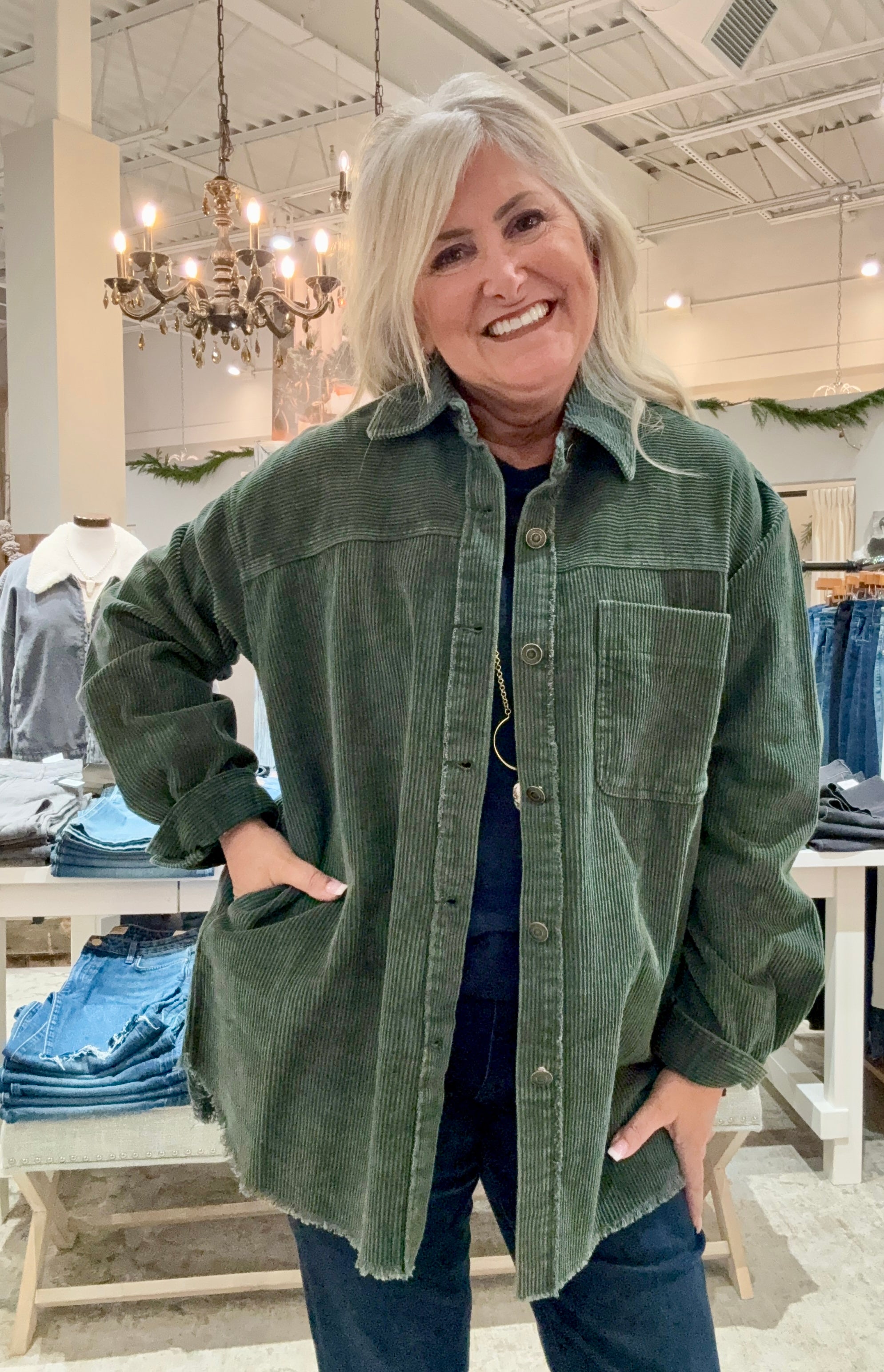 Corduroy Oversized Shacke- olive