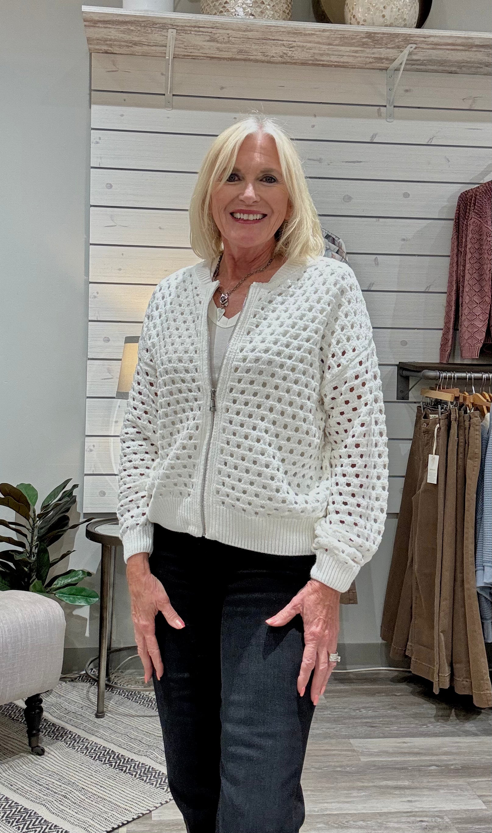 Zip Cardigan SW11355- white