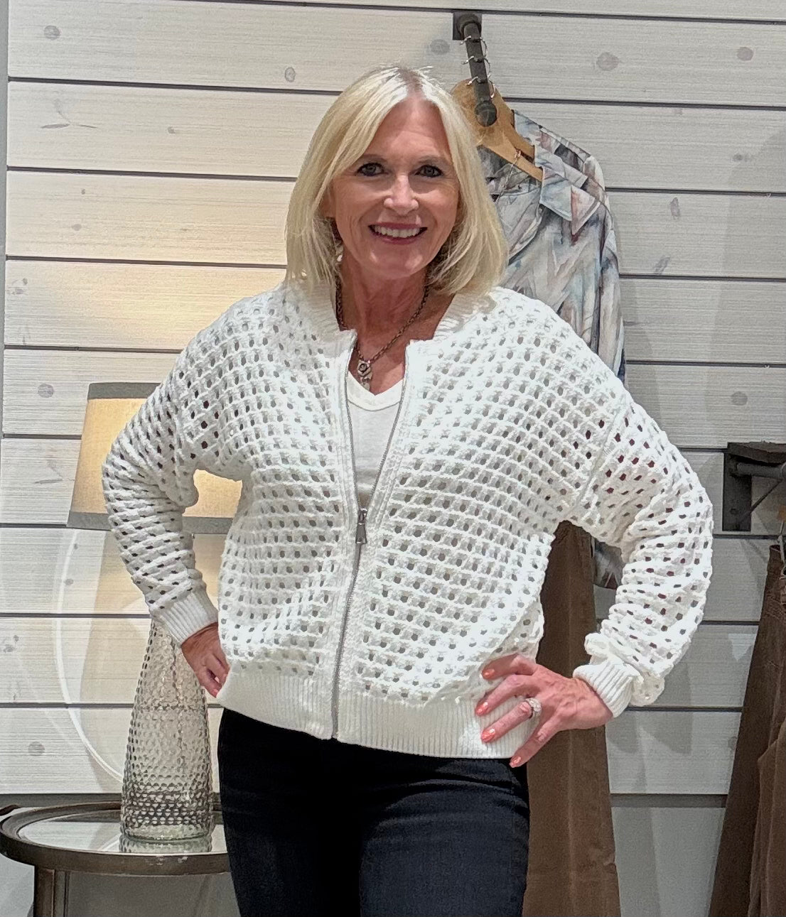 Zip Cardigan SW11355- white